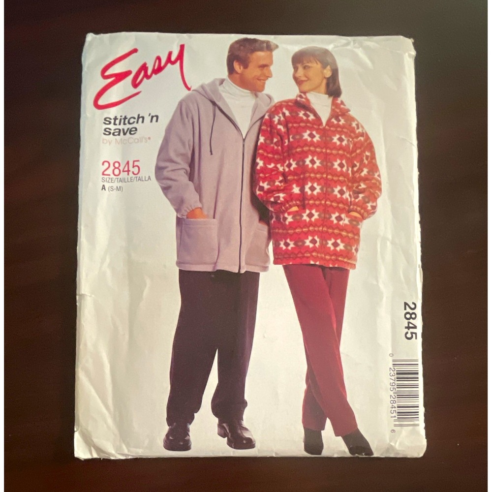 Stitch 'n Save by McCall's 2845 VTG Sewing Pattern Unisex Jacket Pants S-M